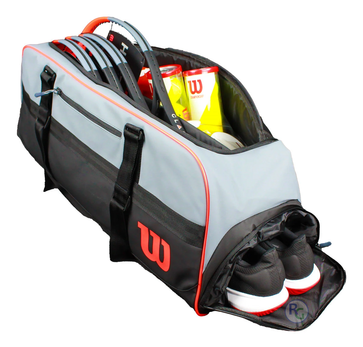 Wilson Clash Duffel Large Racquet Bag (Grey/Black/Infrared) 3 Wilson Clash Duffel Large Racquet Bag (Grey/Black/Infrared)