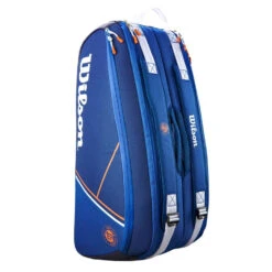 Wilson Super Tour 9 Pack Roland Garros Racquet Bag (Blue/Clay) 10 Wilson Super Tour 9 Pack Roland Garros Racquet Bag (Blue/Clay) -Racquetguys Wilson Roland Garros Super Tour 9PK Blue Orange 2