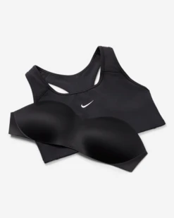 Nike Women's Dri-FIT Swoosh Medium Support 1 Piece Pad Sports Bra (Black/White) -Racquetguys dri fit swoosh support 1 piece pad sports bra mx9N8j 5c7d79bb 1590 47dd 896a fbf7a97dda6f