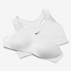 Nike Women's Dri-FIT Swoosh Medium Support 1 Piece Pad Sports Bra (White/Black) -Racquetguys dri fit swoosh support 1 piece pad sports bra mx9N8j 6e5c250c fb79 4f15 804a 55cb63718b6d