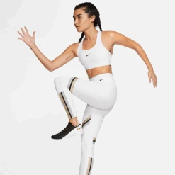 Nike Women's Dri-FIT Swoosh Medium Support 1 Piece Pad Sports Bra (White/Black) -Racquetguys dri fit swoosh support 1 piece pad sports bra mx9N8j 765f138a 54f6 43df 8caf 190e52b2a4e1