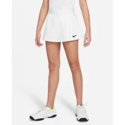 Nike Girls Dri-FIT Victory Flouncy Skirt (White/Black) -Racquetguys nikecourt victory older tennis skirt X2H05f