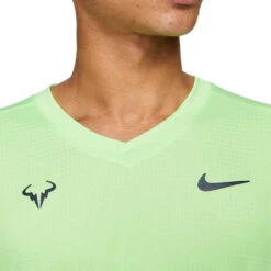 Nike Men's Rafa Dri-FIT Challenger Top (Lime/Black) -Racquetguys rafa challenger short sleeve tennis top qS5pXx 2